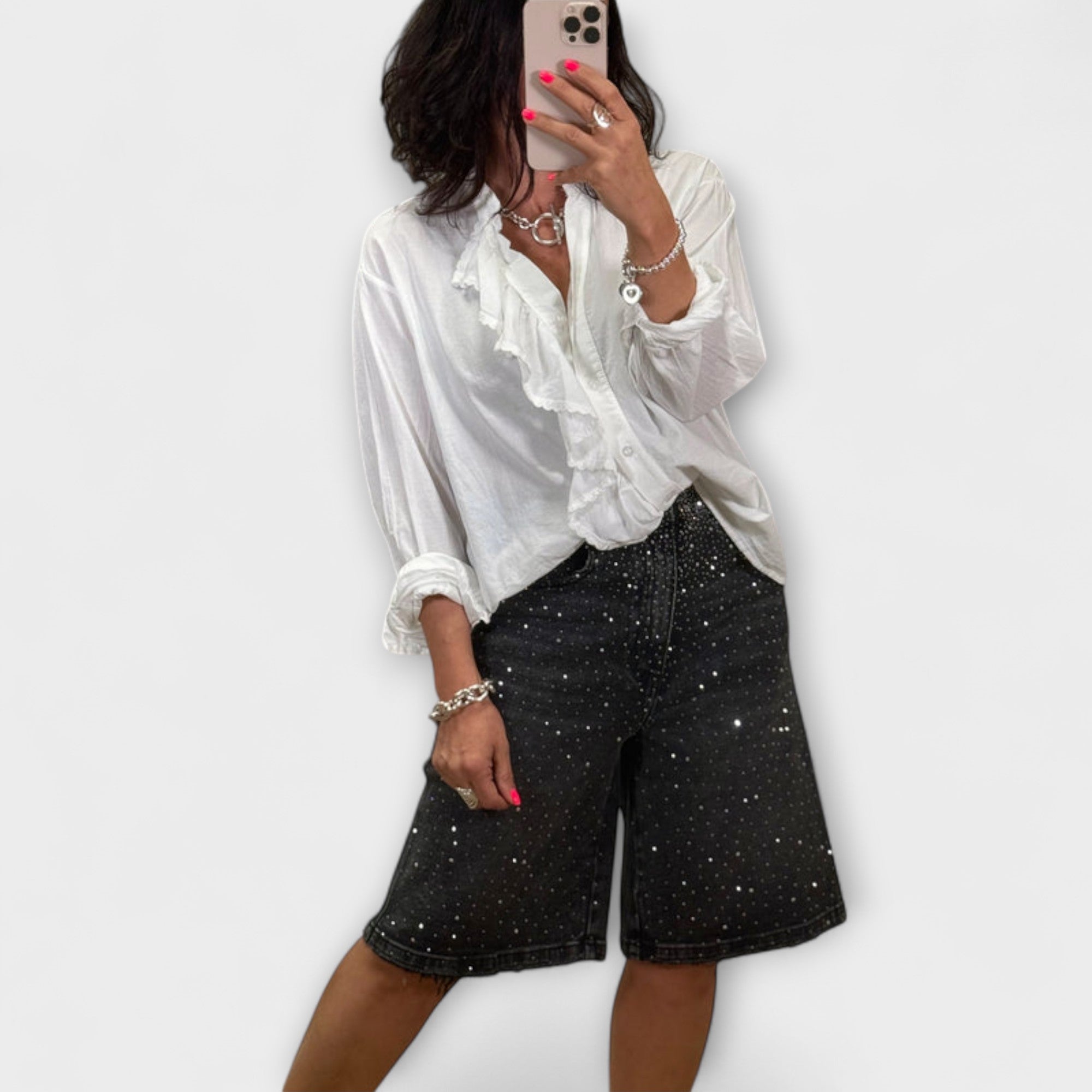 아마리스 - 라인스톤 장식 버뮤다 반바지