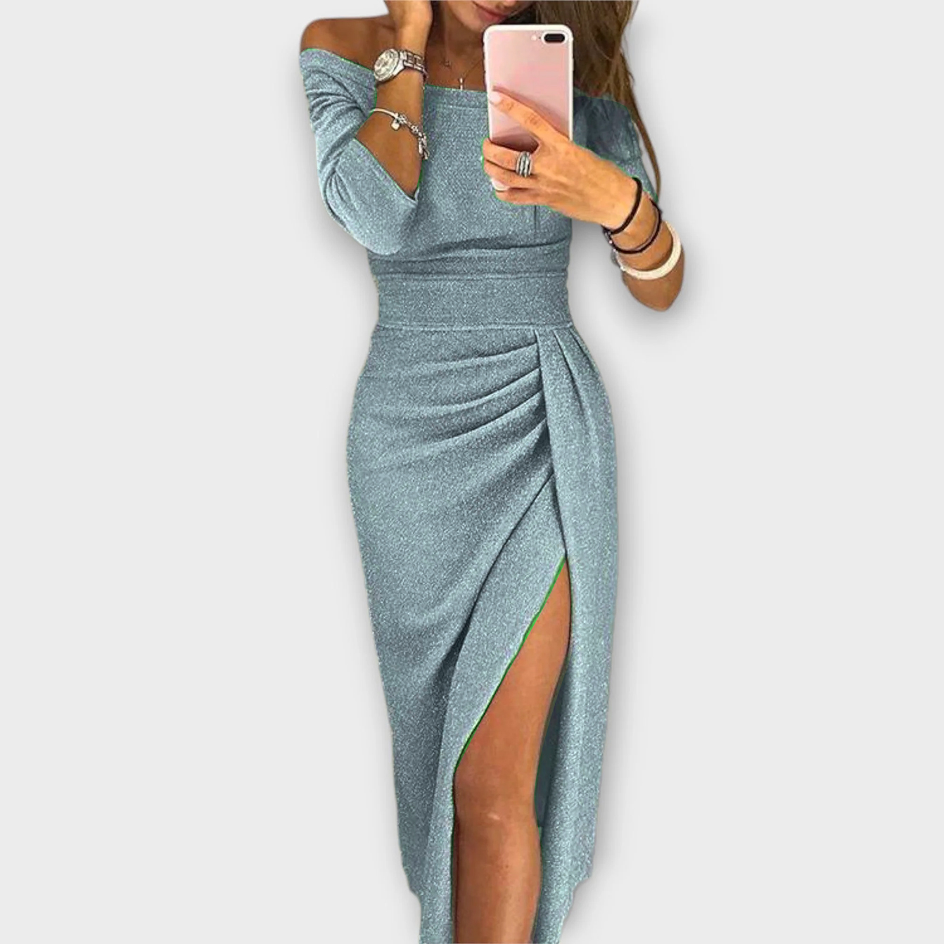 Lena - Elegant kjole med av skuldrene design