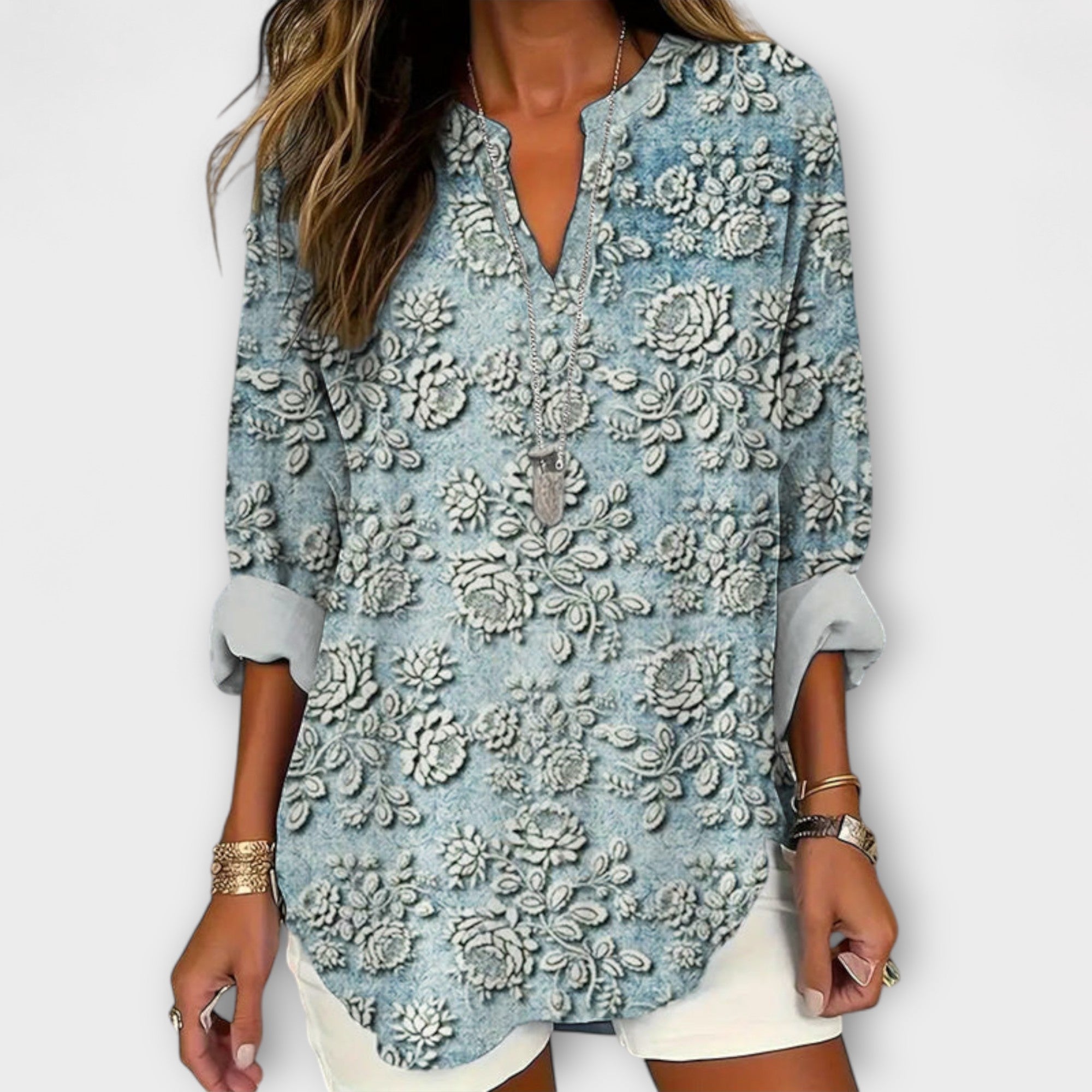 Charlotte – Blus med blommigt tryck