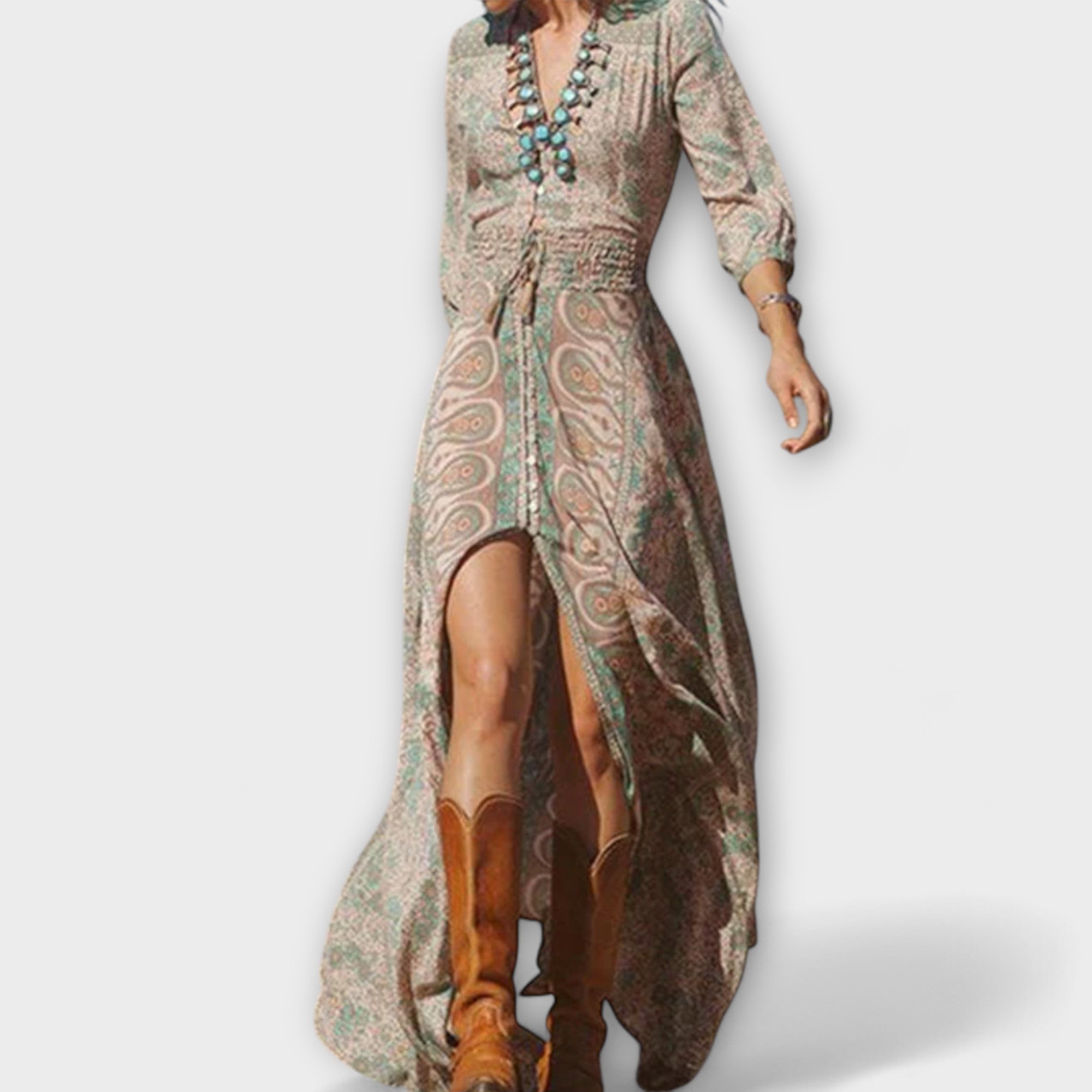 캐주얼 보헤미안 맥시 드레스