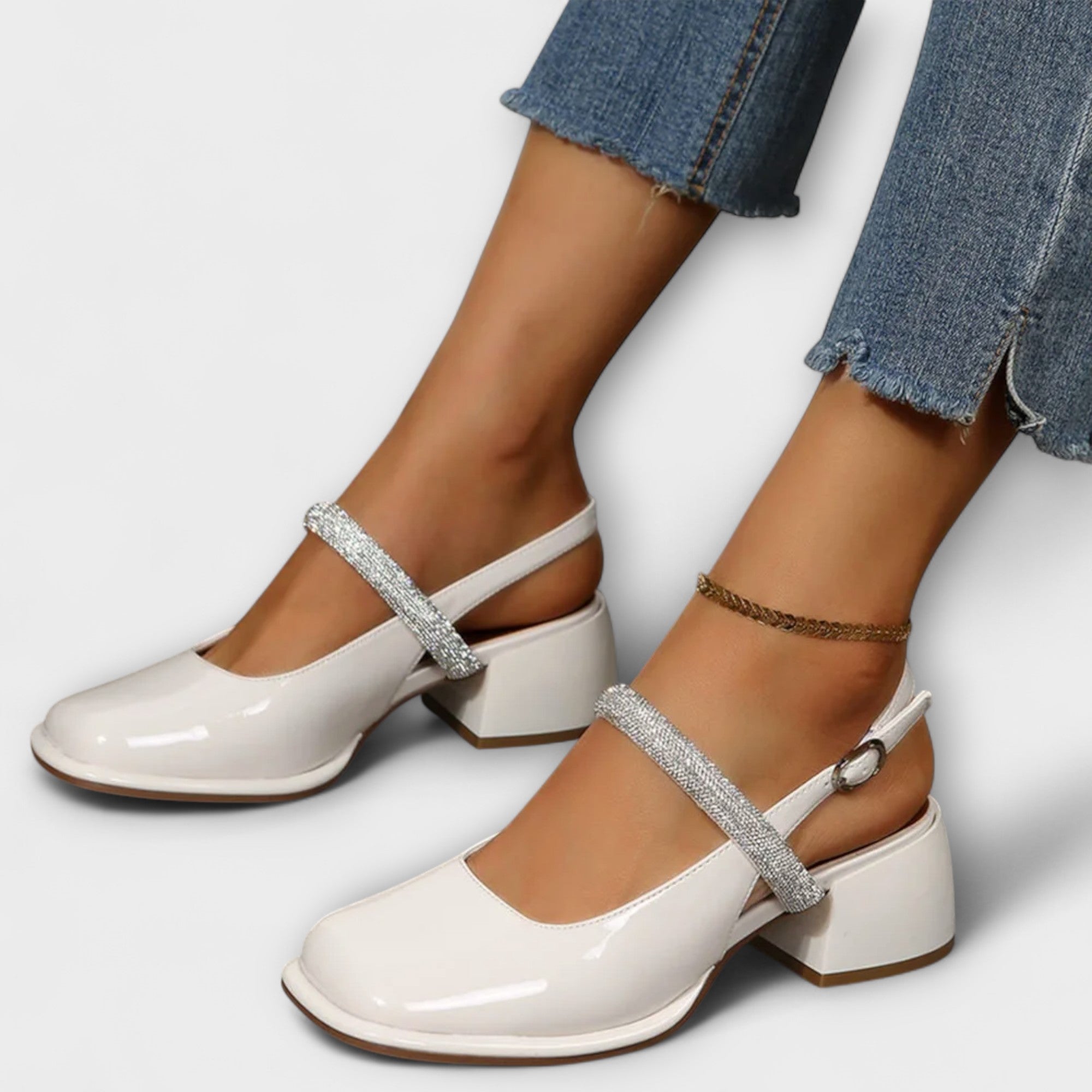 Celandra - Mary Janes med glitterrem och klackblock