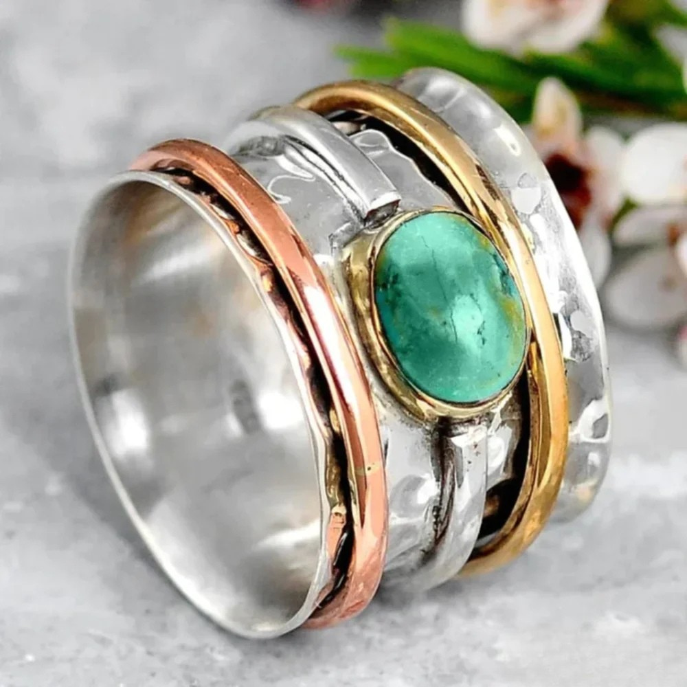 Vintage guldfärgad och silverring