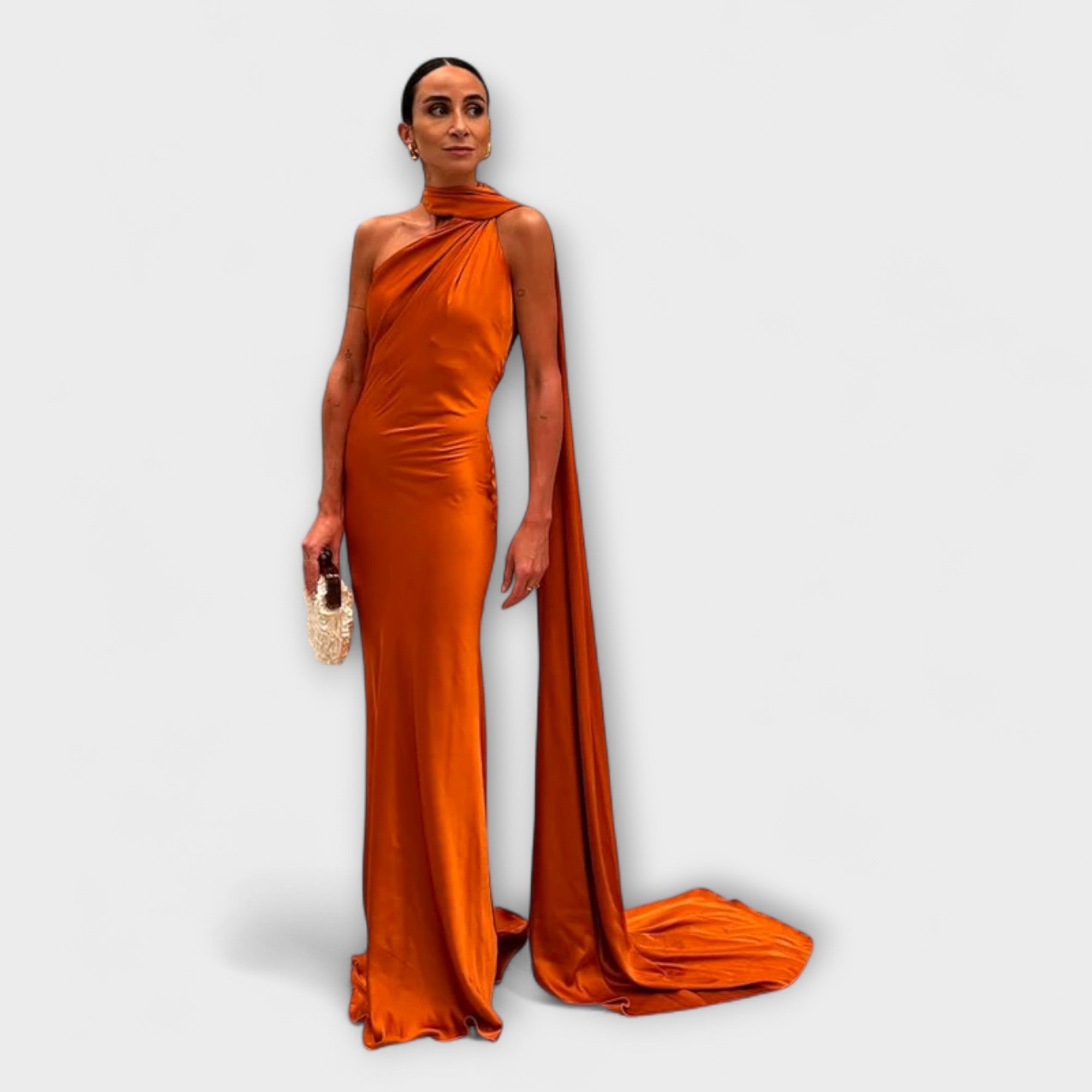 시크 오프숄더 홀터 맥시 드레스