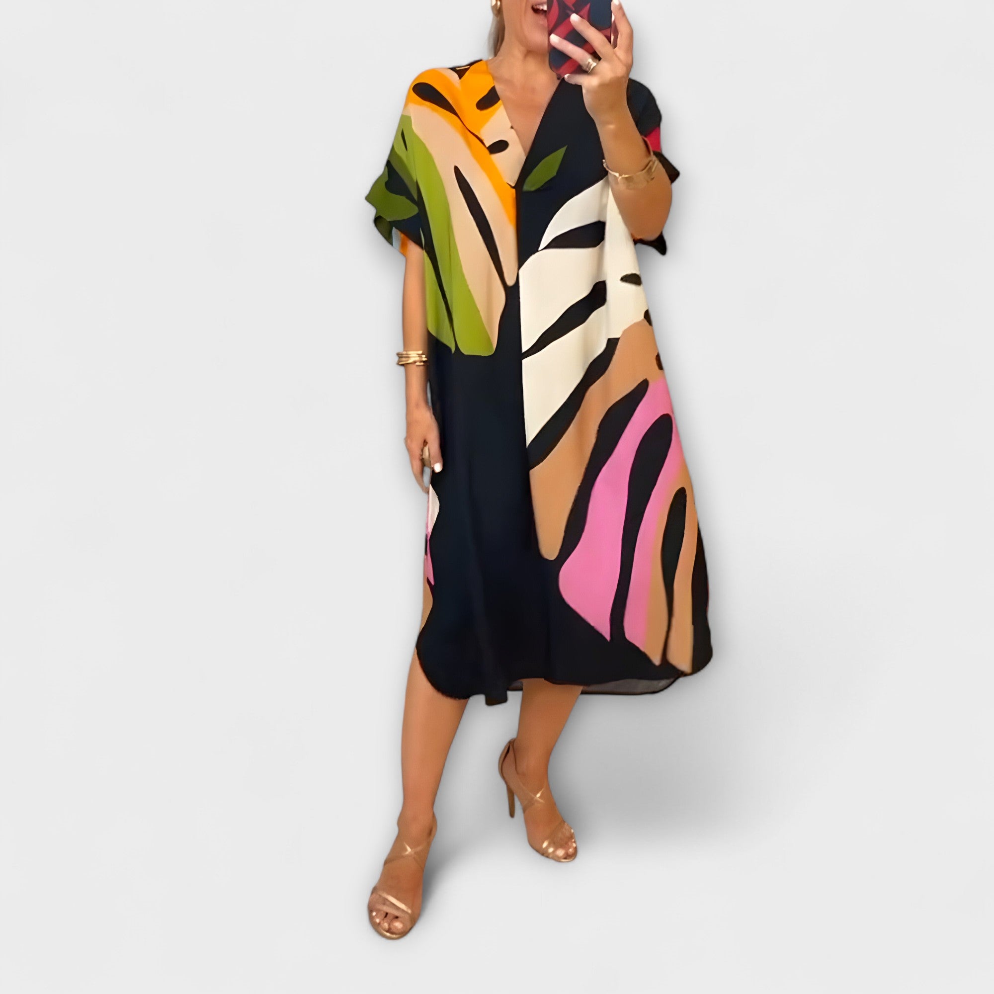 Roos - Freizeitkleid mit buntem Blattmuster