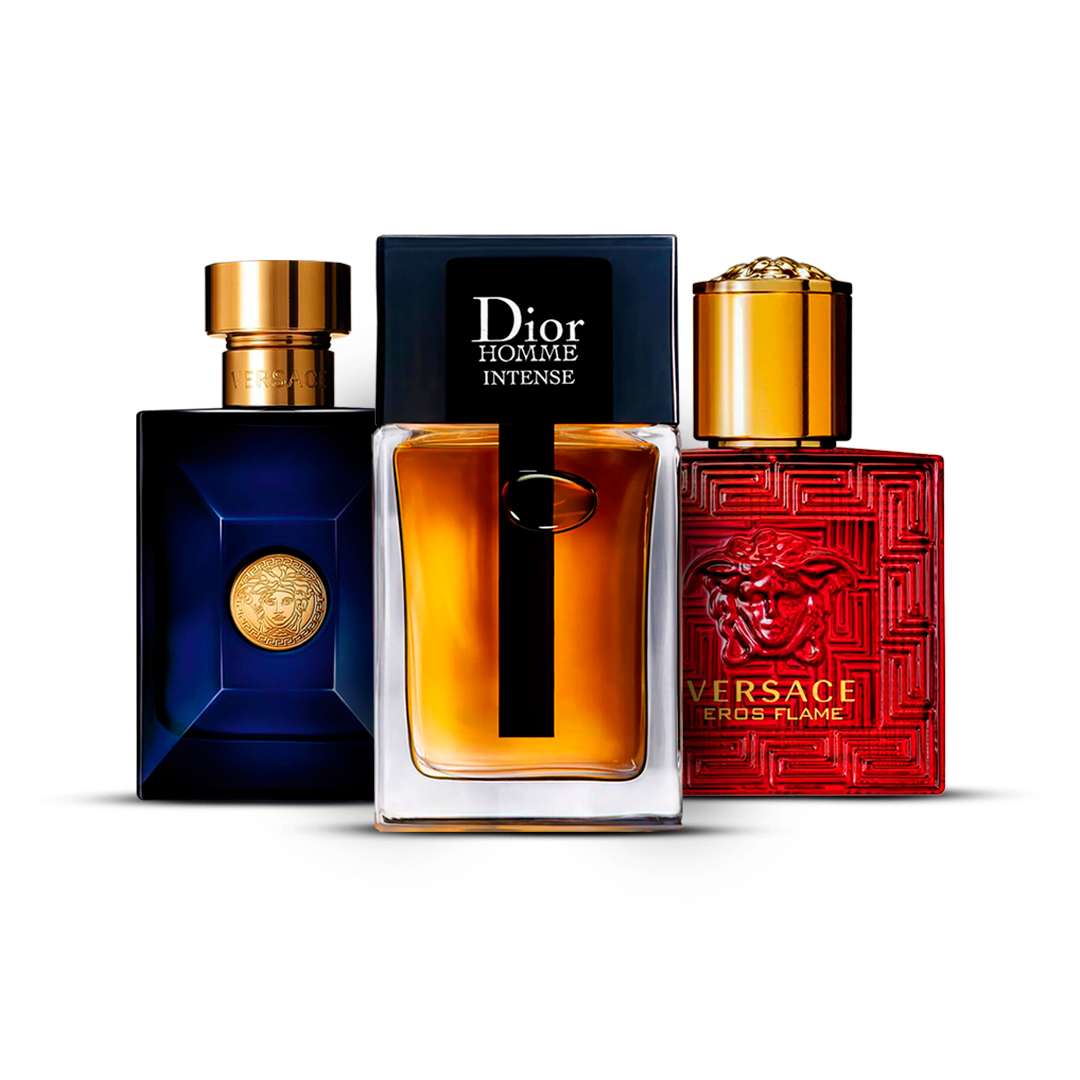 Kombination av 3 herrparfymer – Versace Dylan Blue, Dior Homme Intense och Versace Eros Flame [100 ml vardera]