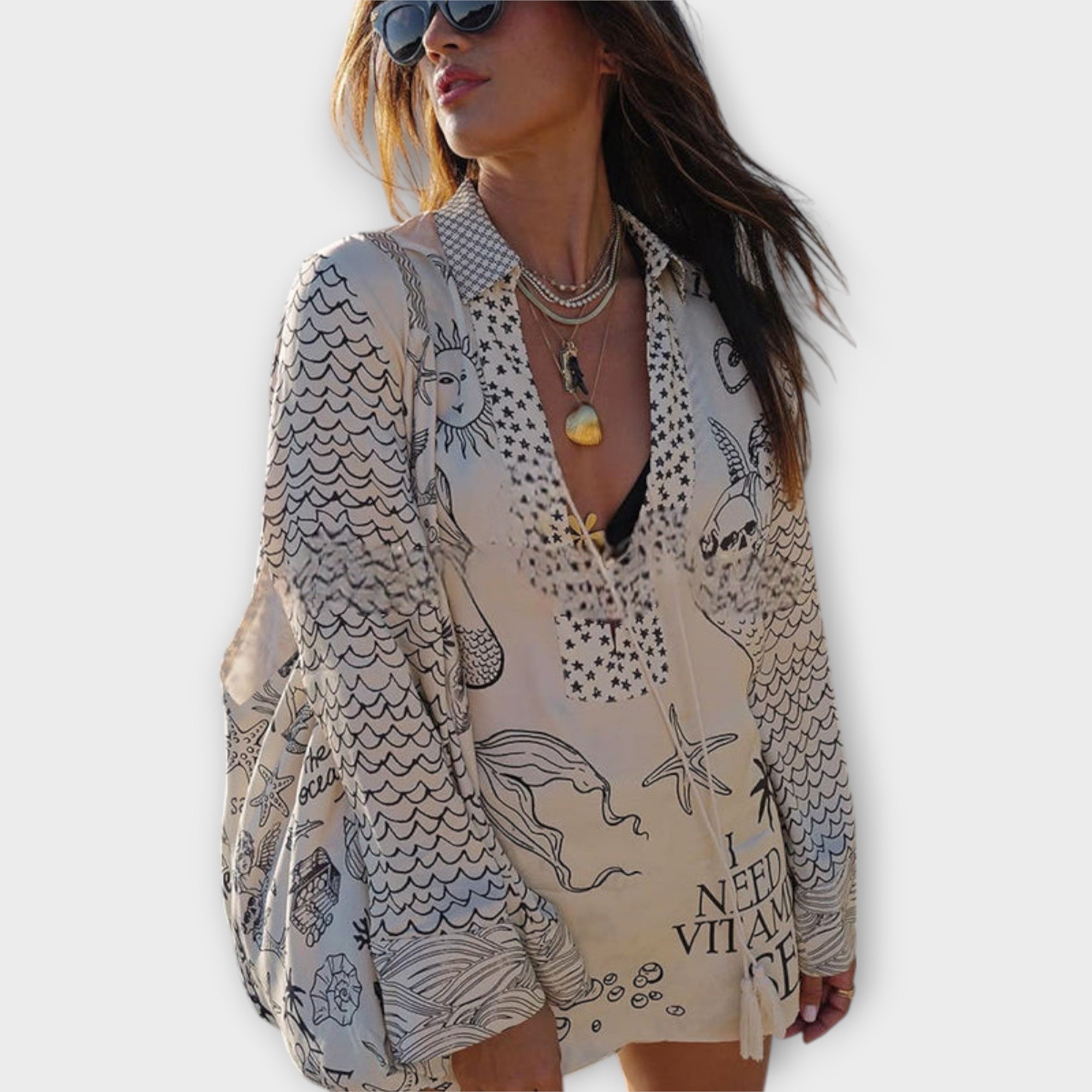 Liv - Set Camicia e Pantaloncini in Raso con Nappa