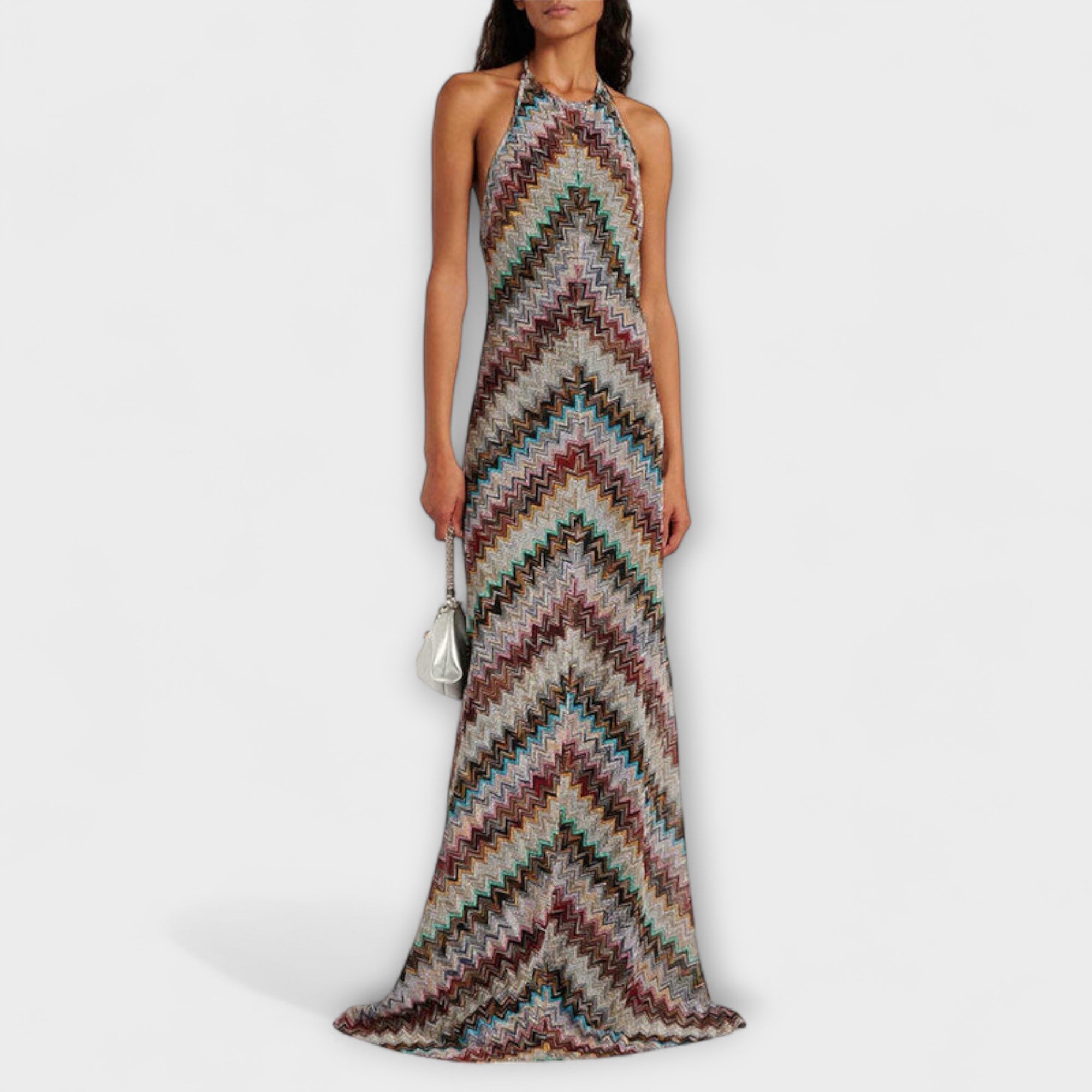 Reese - Jodie Knitted Dress with Colorful Herringbone Pattern