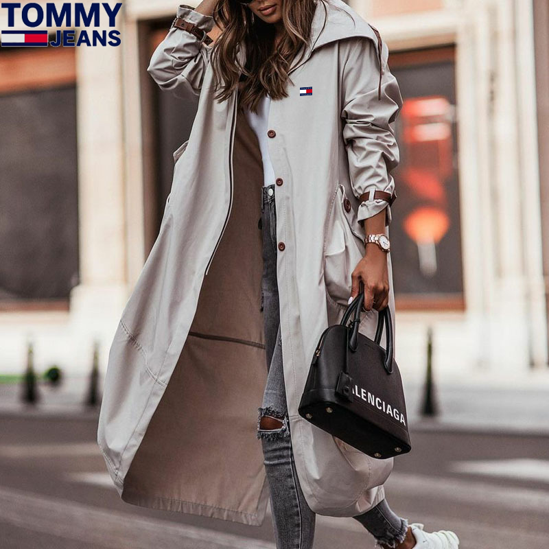 Cappotto lungo con cappuccio da donna