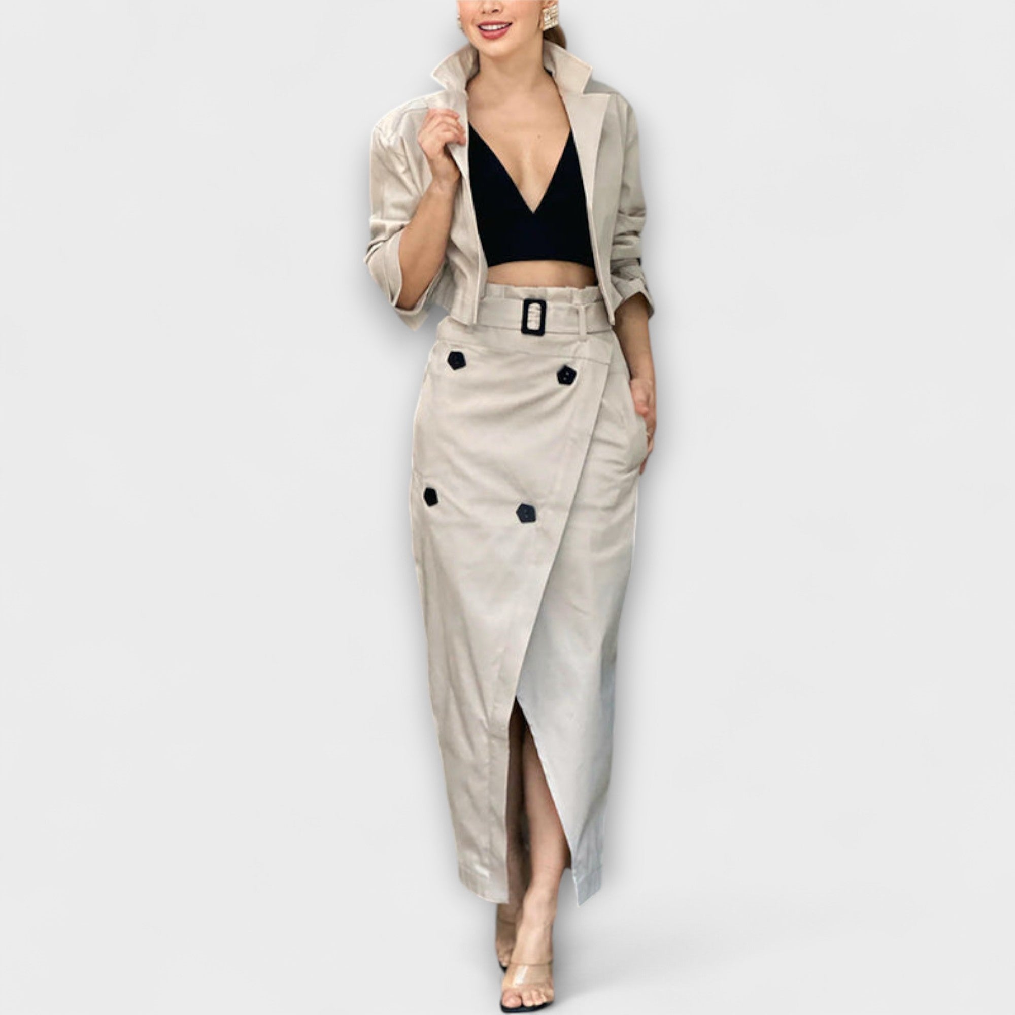 Lyra - Giacca elegante midi con tasche