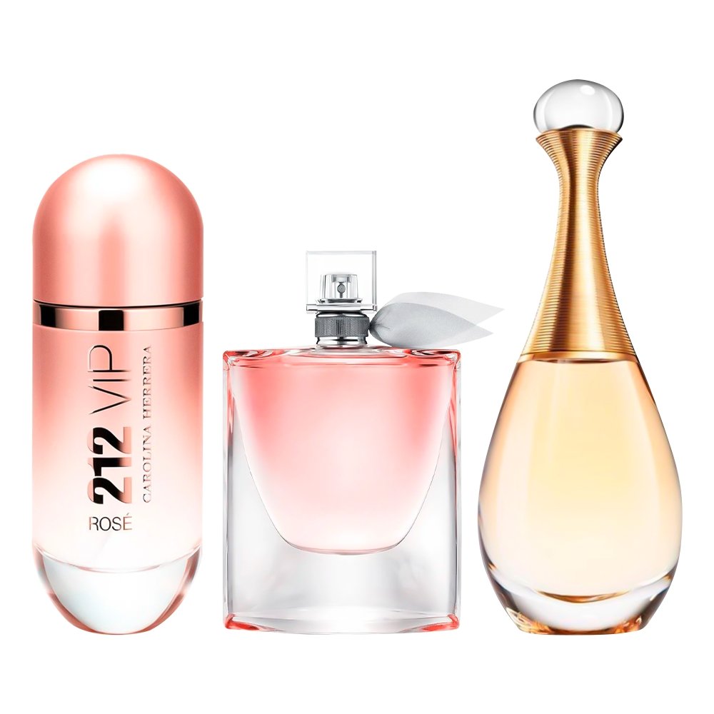Combo of 3 Women's Fragrances – 212 VIP Rosé, La Vie Est Belle and J'adore [100 ml each]