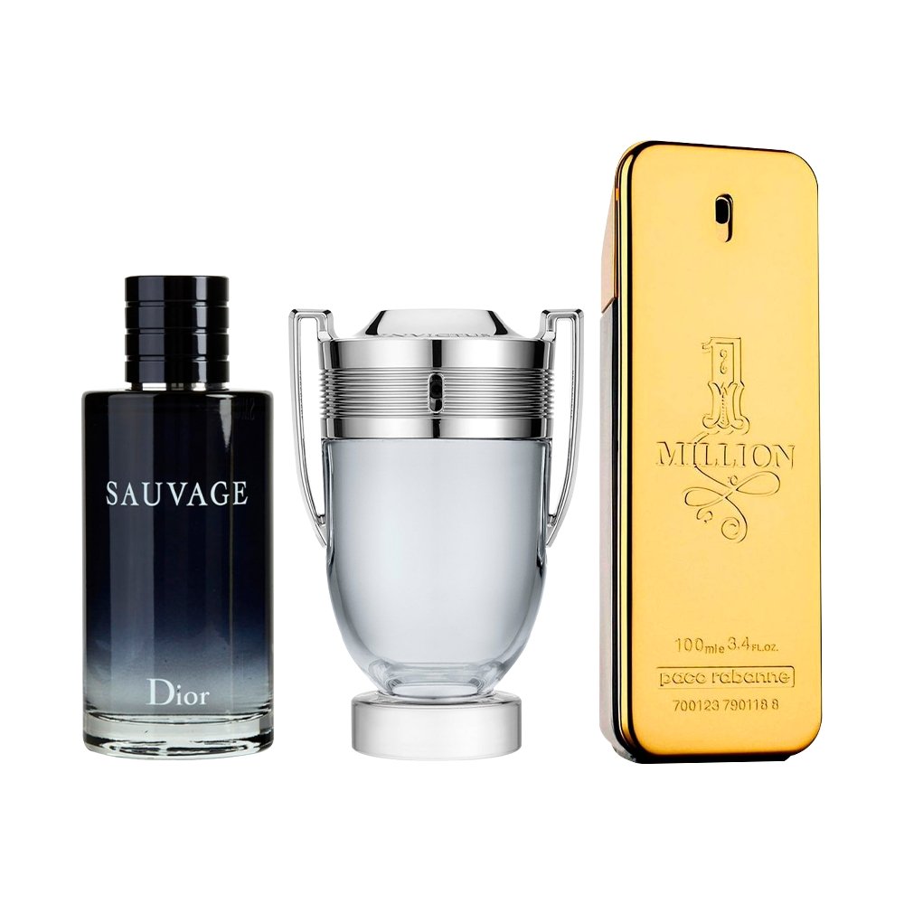 Combo of 3 Men's Fragrances – 1 Million Parfum, Sauvage & Invictus [100 ml each]