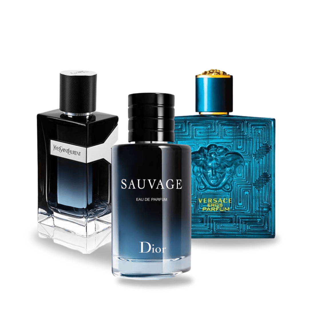 Combo of 3 Fragrances – Y by Yves Saint Laurent, Sauvage by Dior and Versace Eros by Versace